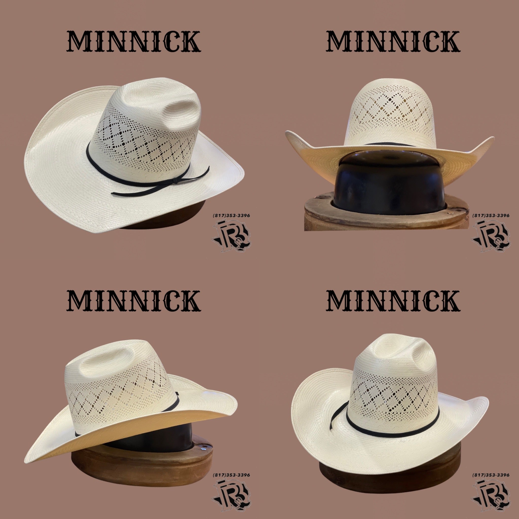 “ DOUBLE DIAMOND “ | COWBOY WESTERN STRAW HAT IVORY RODEO KING 4 1/4” brim