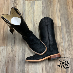 ANDERSON BEAN | FISH BOOT SQUARE TOE MEN WESTERN BOOTS MATTE BLACK STYLE :