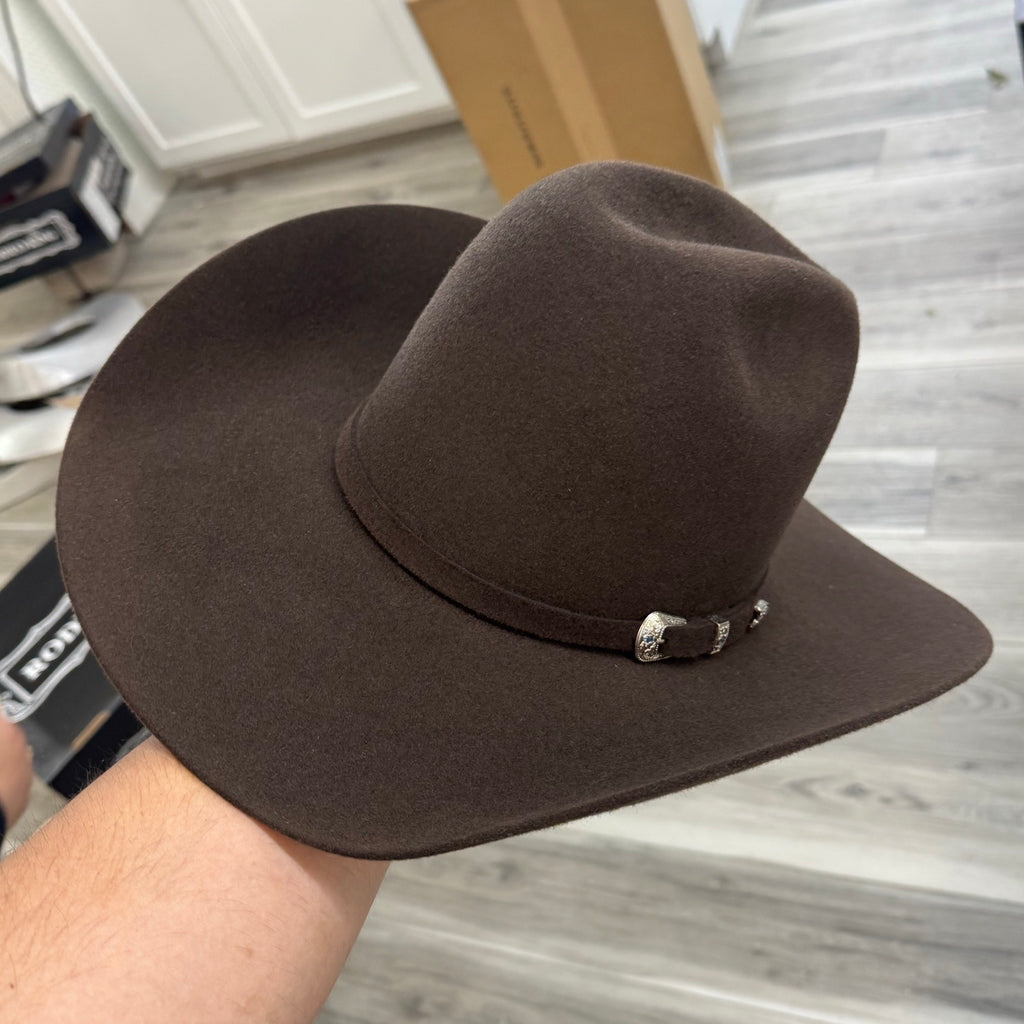 “ 4X CHOCOLATE JR “ | IRON SPUR ™️ WOOL WESTERN HAT OPEN CROWN
