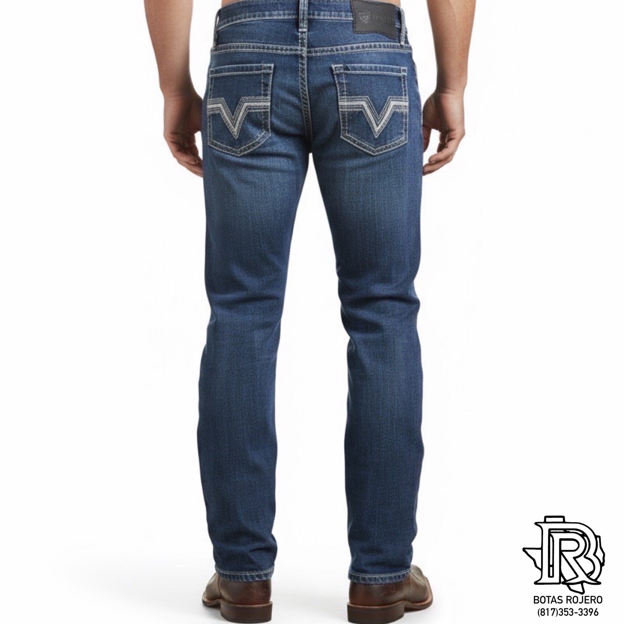 MEN’S ROCK & ROLL DARK VINTAGE ZIG ZAG EMB SLIM STRAIGHT BOOT JEANS | BM1RD06705