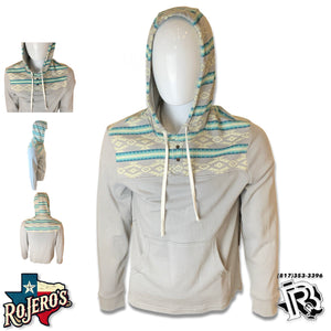 “ Matthew “ | Men’s border print hoodie light grey rock & roll | BM94T02078
