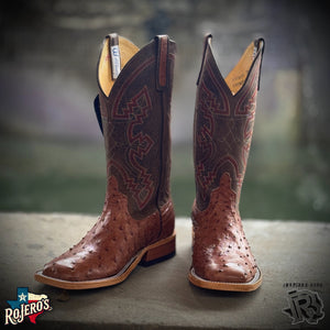 ‘’JONATHAN’’ MENS ANDERSON BEAN RUM BROWN FULL QUILL OSTRICH BOOT| 337825