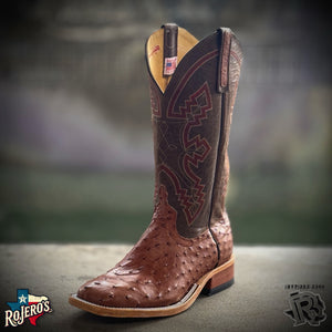 ‘’JONATHAN’’ MENS ANDERSON BEAN RUM BROWN FULL QUILL OSTRICH BOOT| 337825