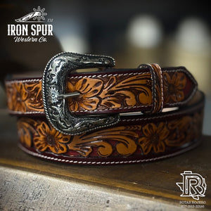 “ FLINT “ | IRON SPUR ™️ MEN’S WESTERN BELT HANDMADE RED