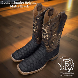 JUMBO PYTH-ON BLACK | MEN SQUARE TOE WESTERN BOOT  PR05705