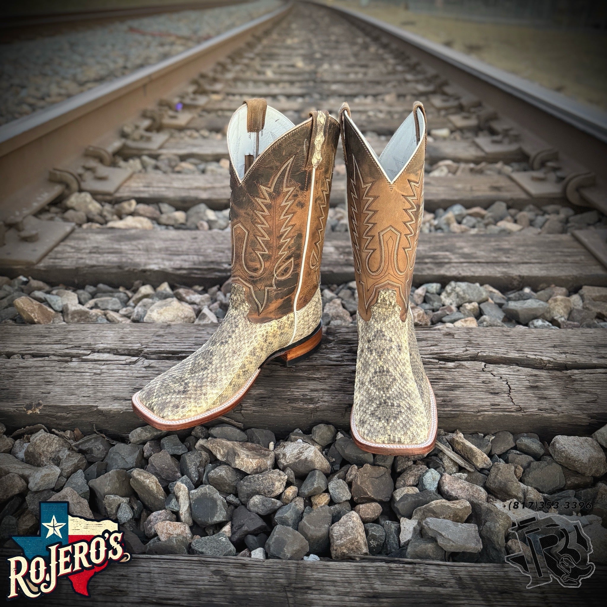 “ Steven “ | ORIGINAL RATTLESNAKE MEN SQUARE TOE WESTERN BOOTS  style# 4542