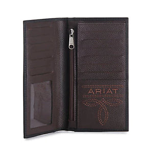 Ariat® Men's Embossed Logo Black Checkbook Rodeo Wallet  | A3548601
