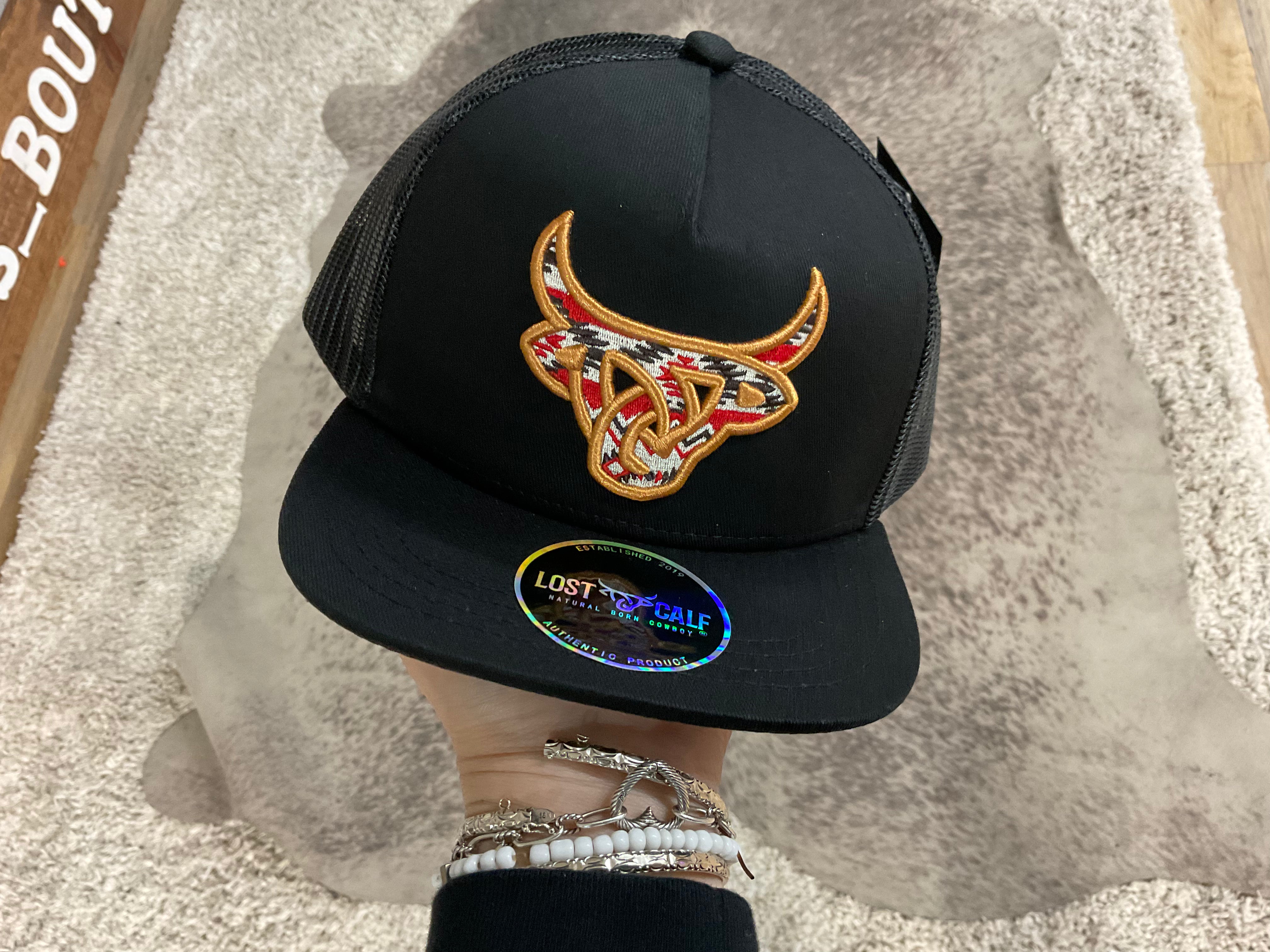 “ JOHN “ | KIDS CAP AZTEC BLACK LOST CALF