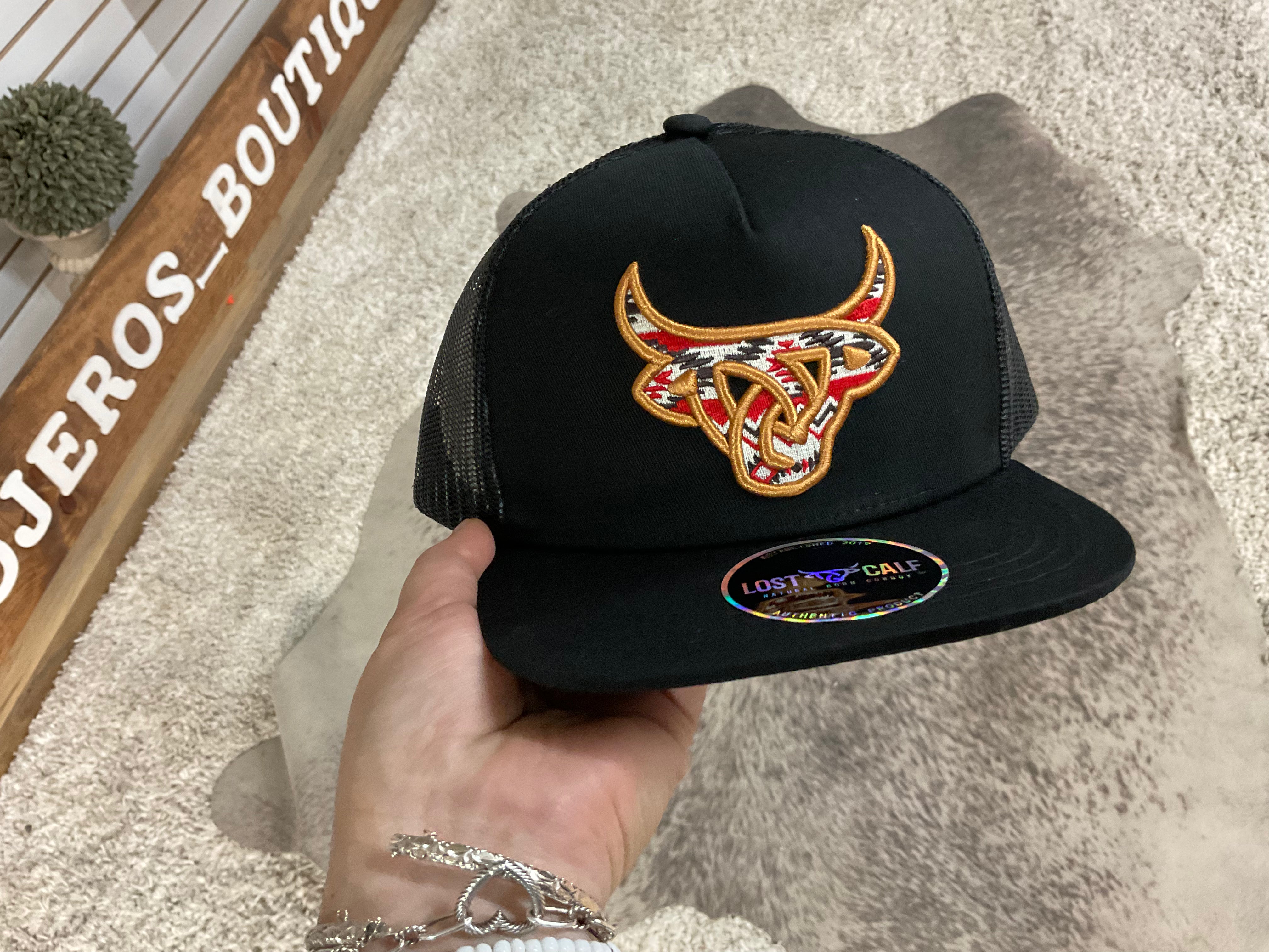 “ JOHN “ | KIDS CAP AZTEC BLACK LOST CALF
