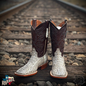 CAIMAN CUERNO NATURAL SQUARE TOE WESTERN BOOT BR EDITION