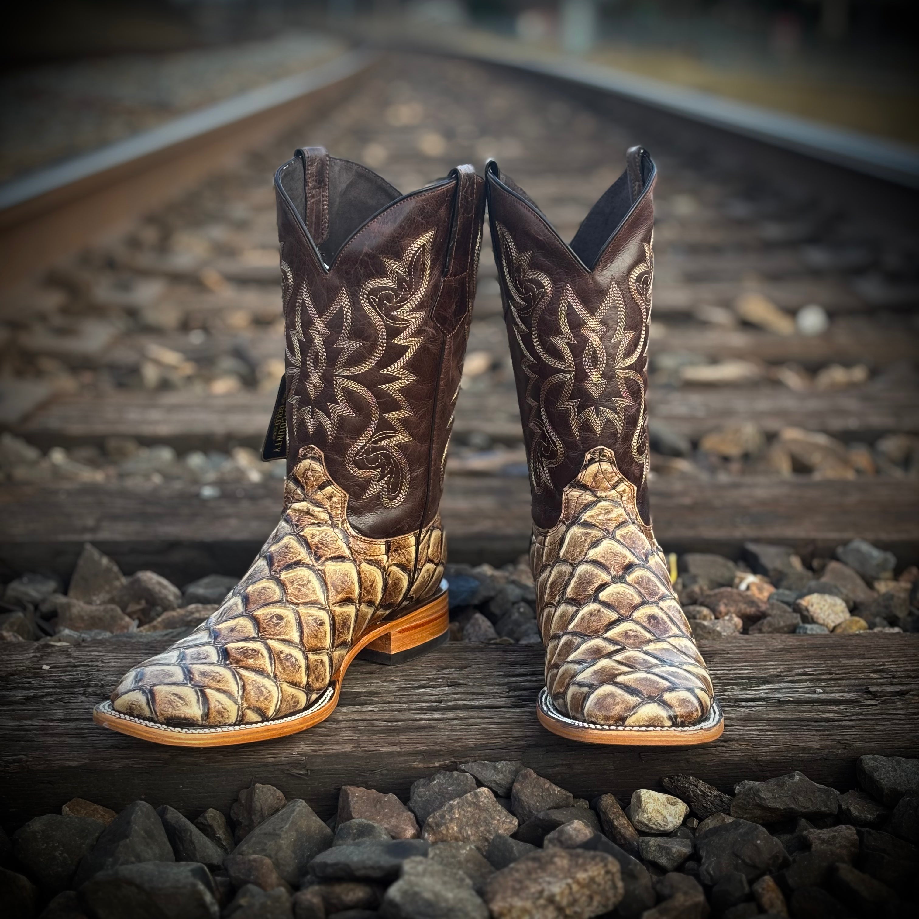 “ Levi “ | Men Western Square Toe Boots Leather Print Orix Rustico