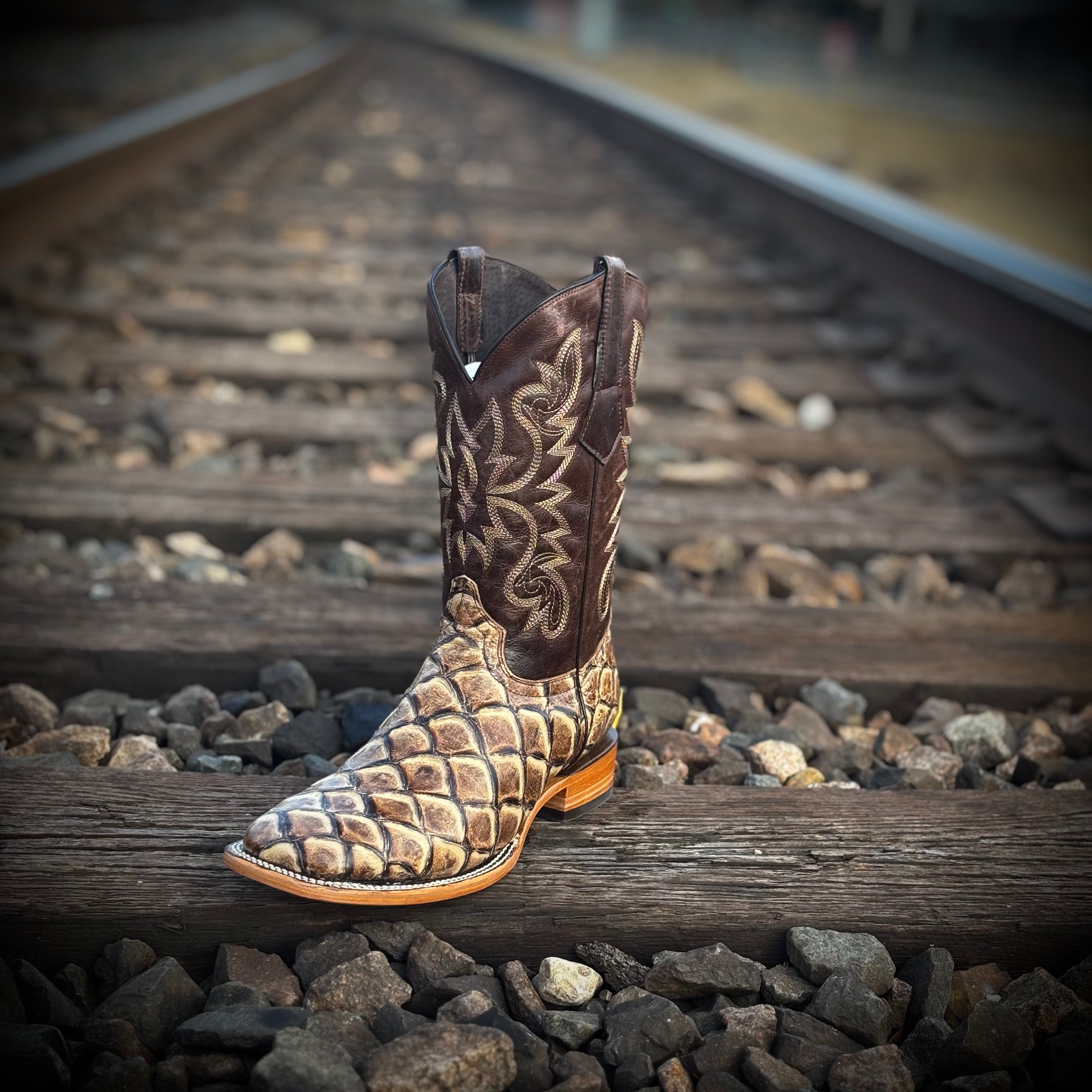 “ Levi “ | Men Western Square Toe Boots Leather Print Orix Rustico