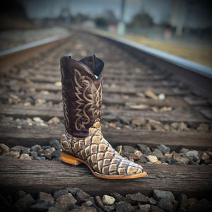 “ Levi “ | Men Western Square Toe Boots Leather Print Orix Rustico