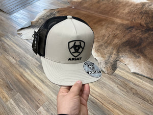 Ariat Men's Light Latte & Black with Black Shield Logo Patch Cap| A3000876243