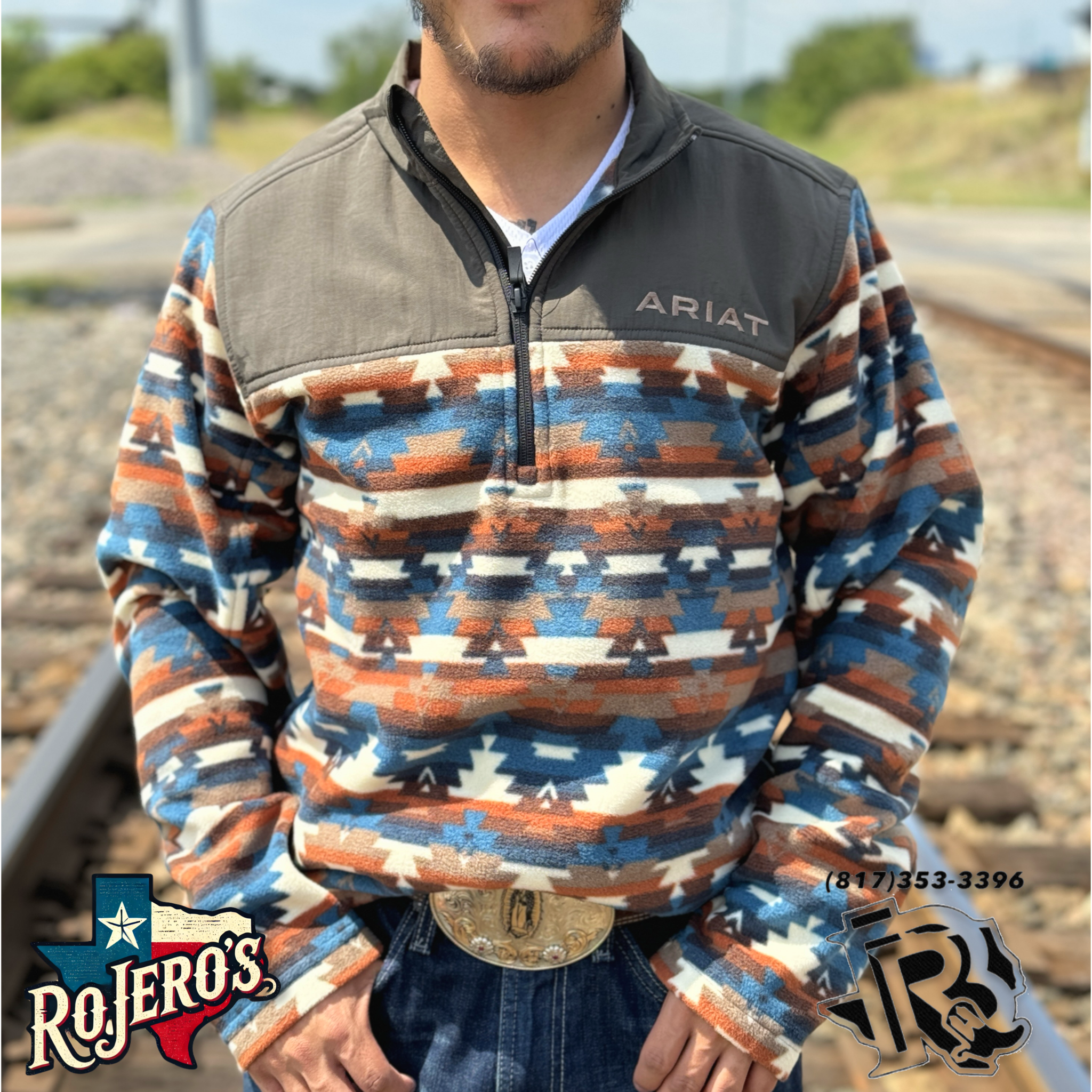 MENS ARIAT BASIS TURQUOISE SERAPE SWEATSHIRT | 10052731
