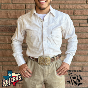 MENS PANHANDLE LONG SLEEVE SATIN DOBBY SNAP NATURAL SHIRT