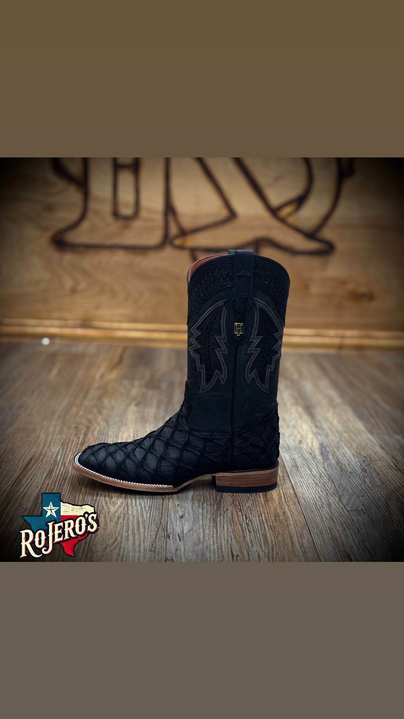 “ Buck “ | Men Western Square Toe Boots Black Original Leather Hometown