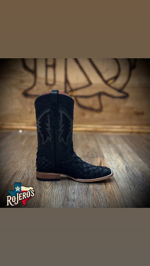 “ Buck “ | Men Western Square Toe Boots Black Original Leather Hometown