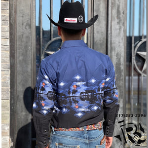 Mens cowboy border snap Royal panhandle shirt | SMN2S02453