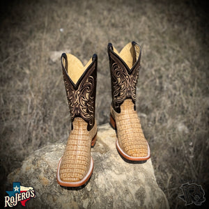 “ Jack  “  | MEN WESTERN ORIGINAL CAIMAN SQUARE TOE BOOTS TAN ARANGO