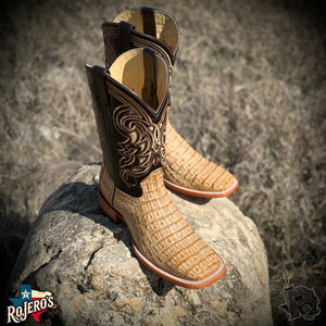 “ Jack  “  | MEN WESTERN ORIGINAL CAIMAN SQUARE TOE BOOTS TAN ARANGO