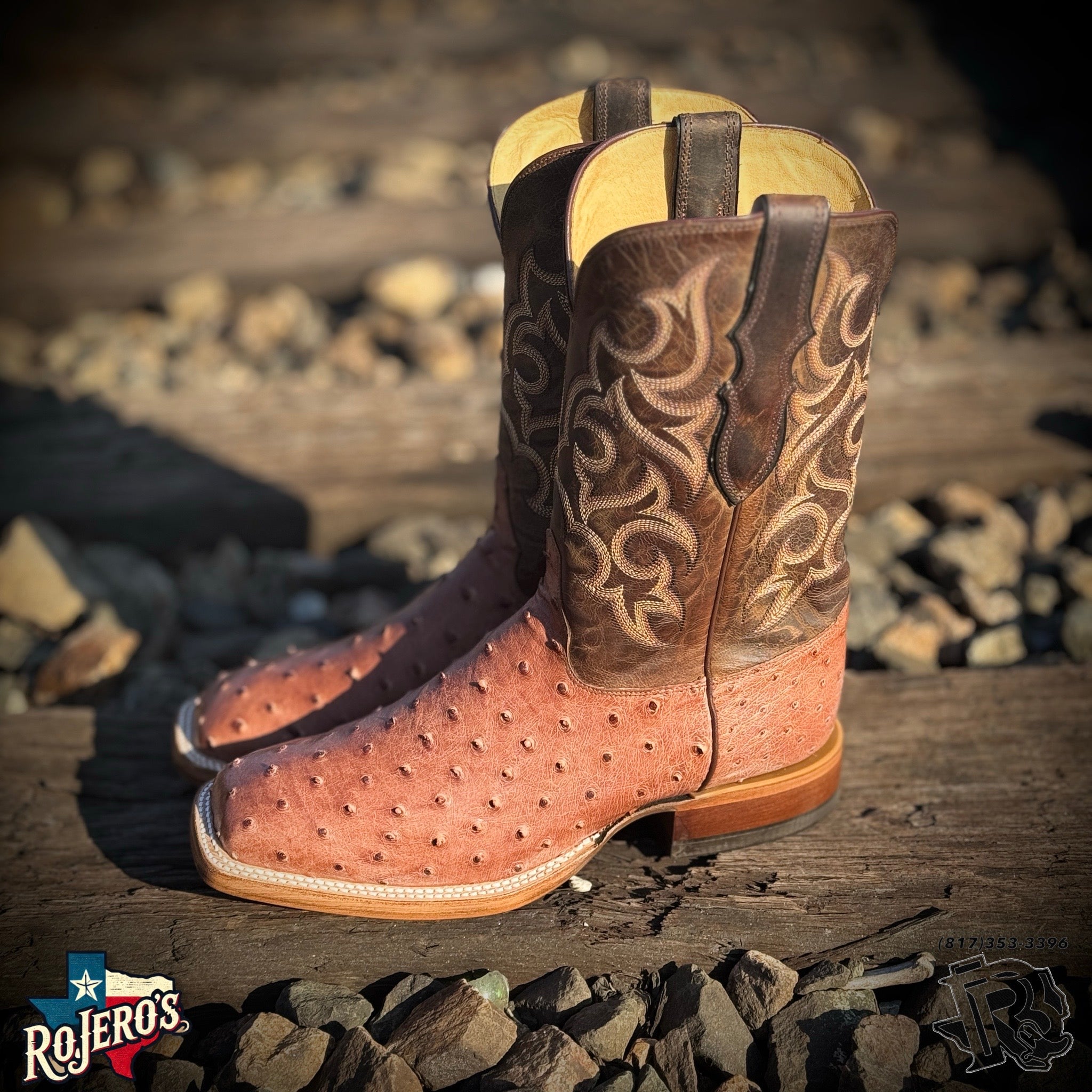 OSTRICH ANTIQUE BROWN ORIGNAL | JUSTIN BOOTS MEN SQUARE TOE WESTERN BOOTS