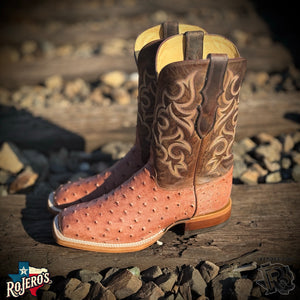 OSTRICH ANTIQUE BROWN ORIGNAL | JUSTIN BOOTS MEN SQUARE TOE WESTERN BOOTS