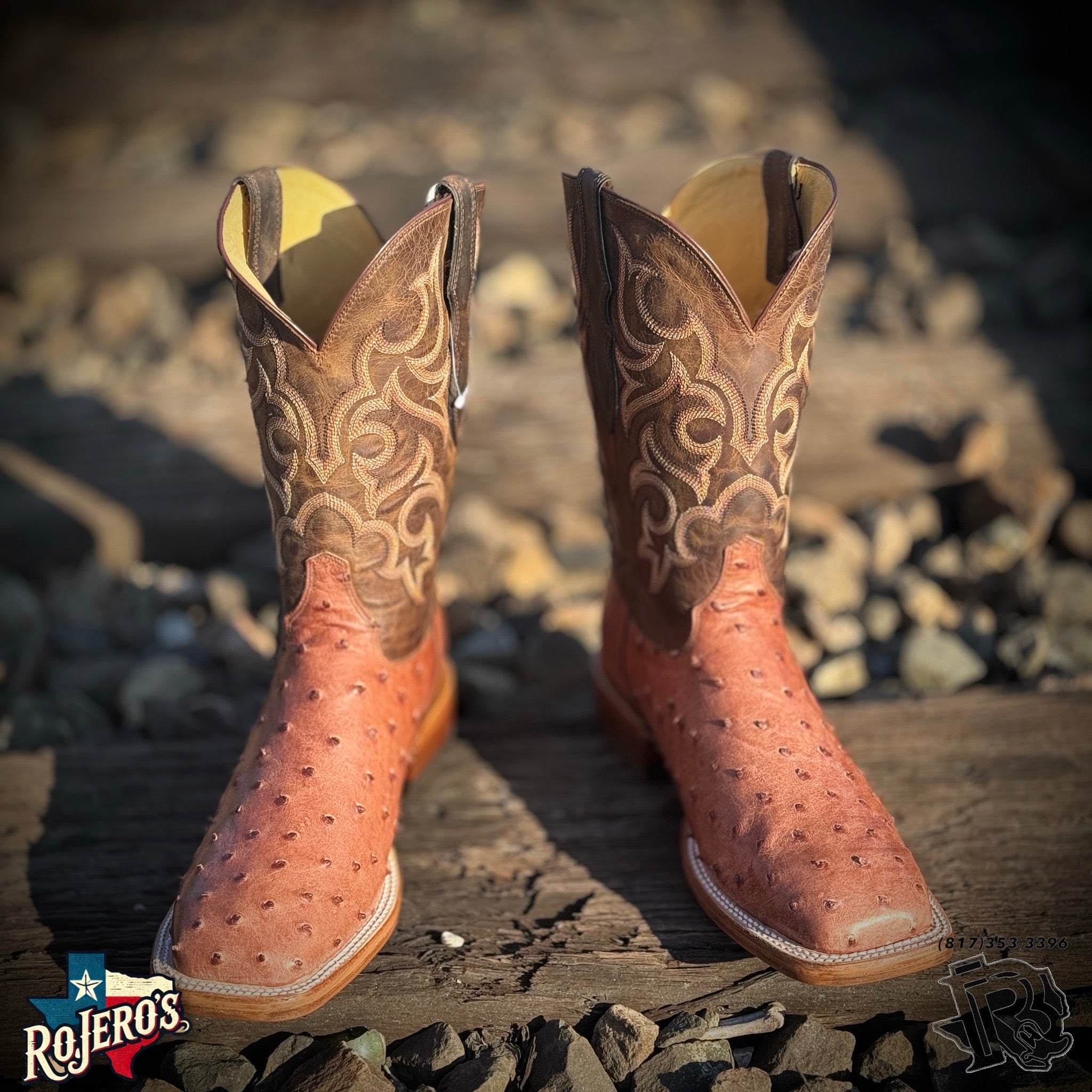 OSTRICH ANTIQUE BROWN ORIGNAL | JUSTIN BOOTS MEN SQUARE TOE WESTERN BOOTS