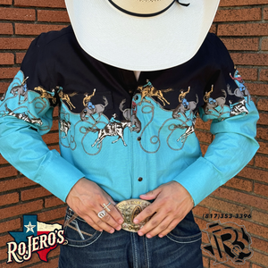 MENS  long sleeve 2pkt cowboy border snap peacock shirt panhandle | SMN2S02454