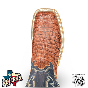 Mens Anderson Bean Square Toe regal blue Lustre Rust Lux Caiman Boots| 337830