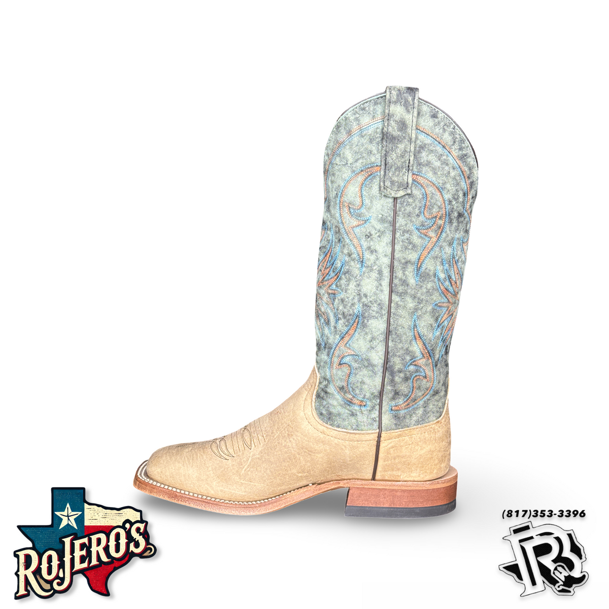 MENS ANDERSON BEAN DISTRESSED AMERICAN BISON AQUA TOP BOOTS|S1113 ...