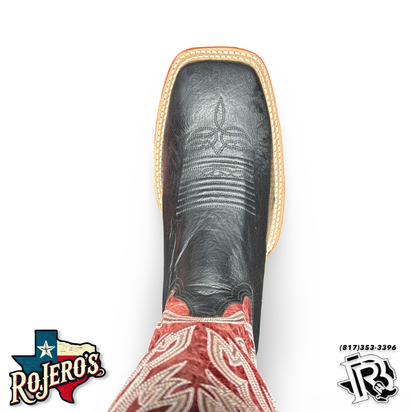 JUSTIN BOOTS BLACK SOFT OSTRICH SQUARE TOE BOOTS Botas Rojero