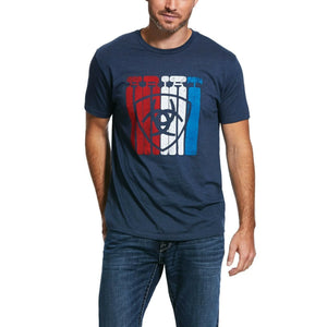 MEN’S ARIAT STANDING TALL T-SHIRT NAVY HEATHER (10032540)