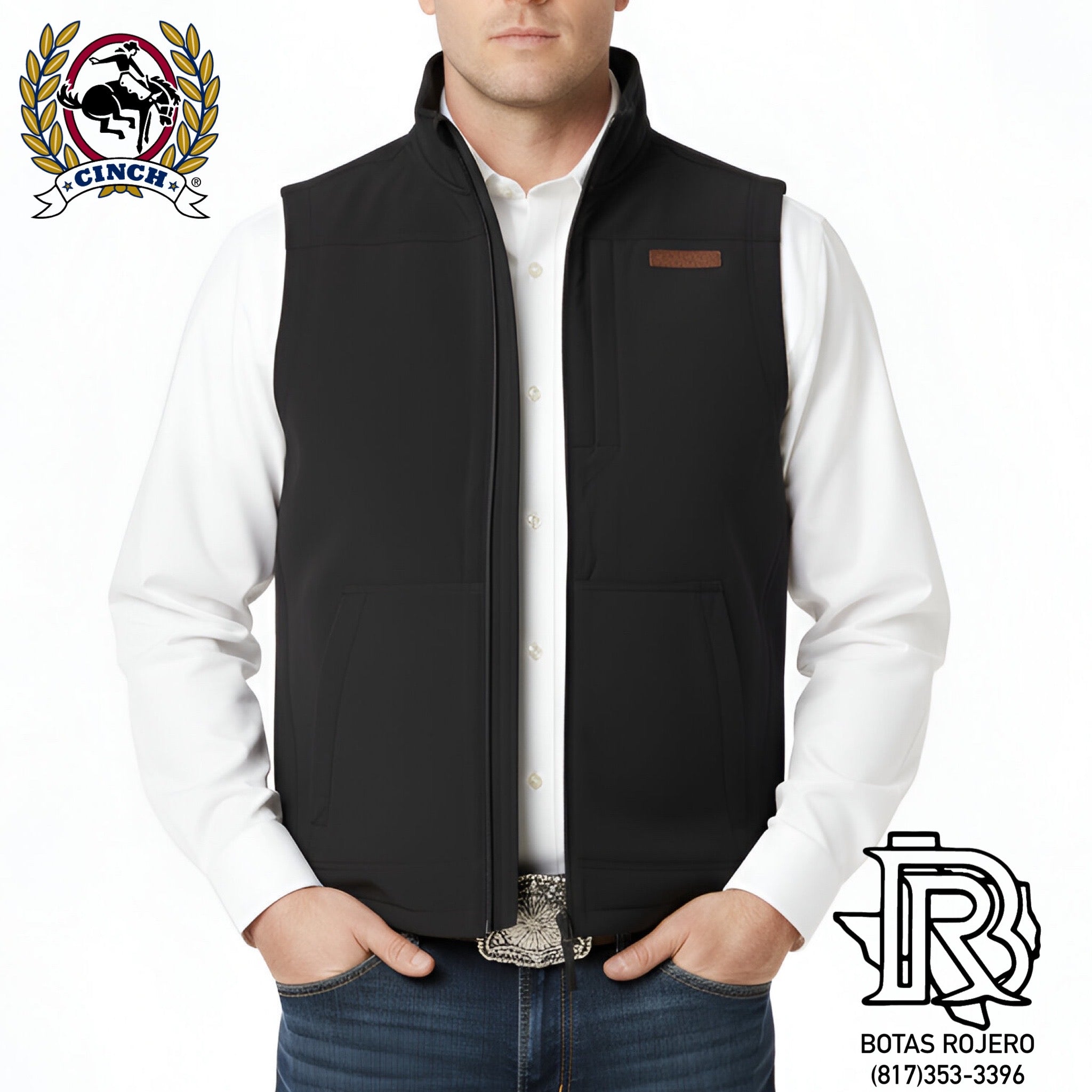 Cinch Men's Solid Black Canvas Zip Vest |MWV1927001