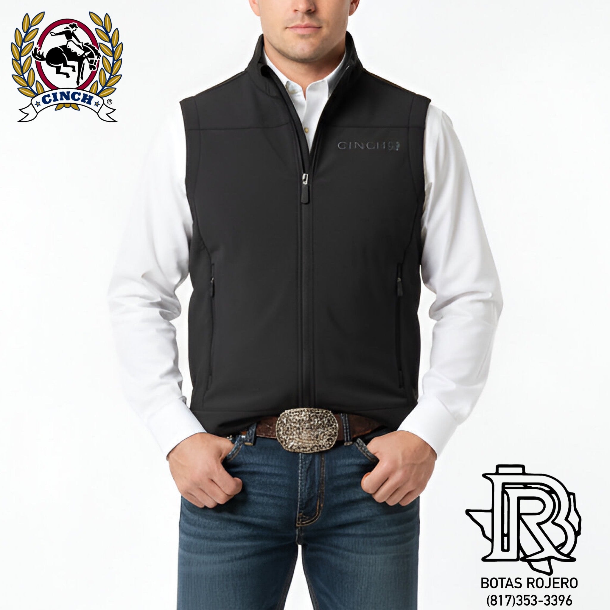 Cinch Men's Black & Grey Logo Bonded Vest | MWV1012010