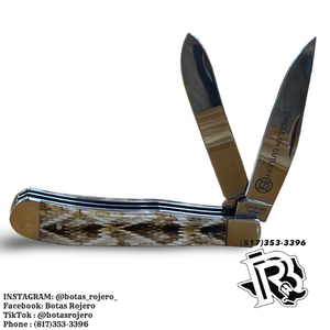 CIRCLE SH KNIFES |2 BLADE RATTLE SNAKE PATTERN KNIFE