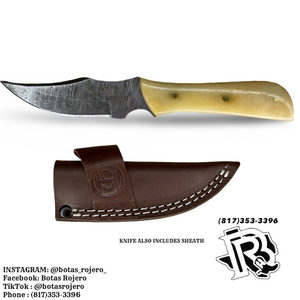 “ Elias  “ | DAMASCUS KNIFE BONE HANDLE KNIFE CSH-BO