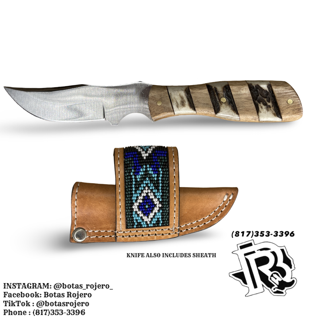 “ Colby “ |  CIRCLE SH KNIFE WITH BEADED SHEATH KNC-68LOWK