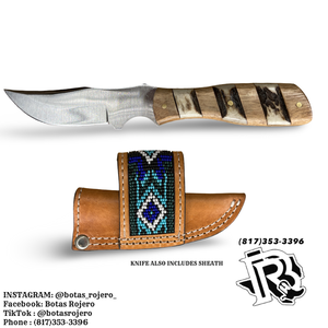 “ Colby “ |  CIRCLE SH KNIFE WITH BEADED SHEATH KNC-68LOWK
