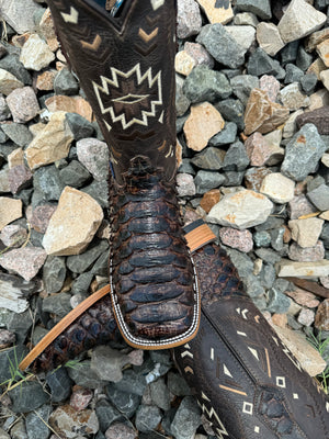 ‘’CHARLIE ’’ MENS BROWN  PYTHON PRINTED BOOTS
