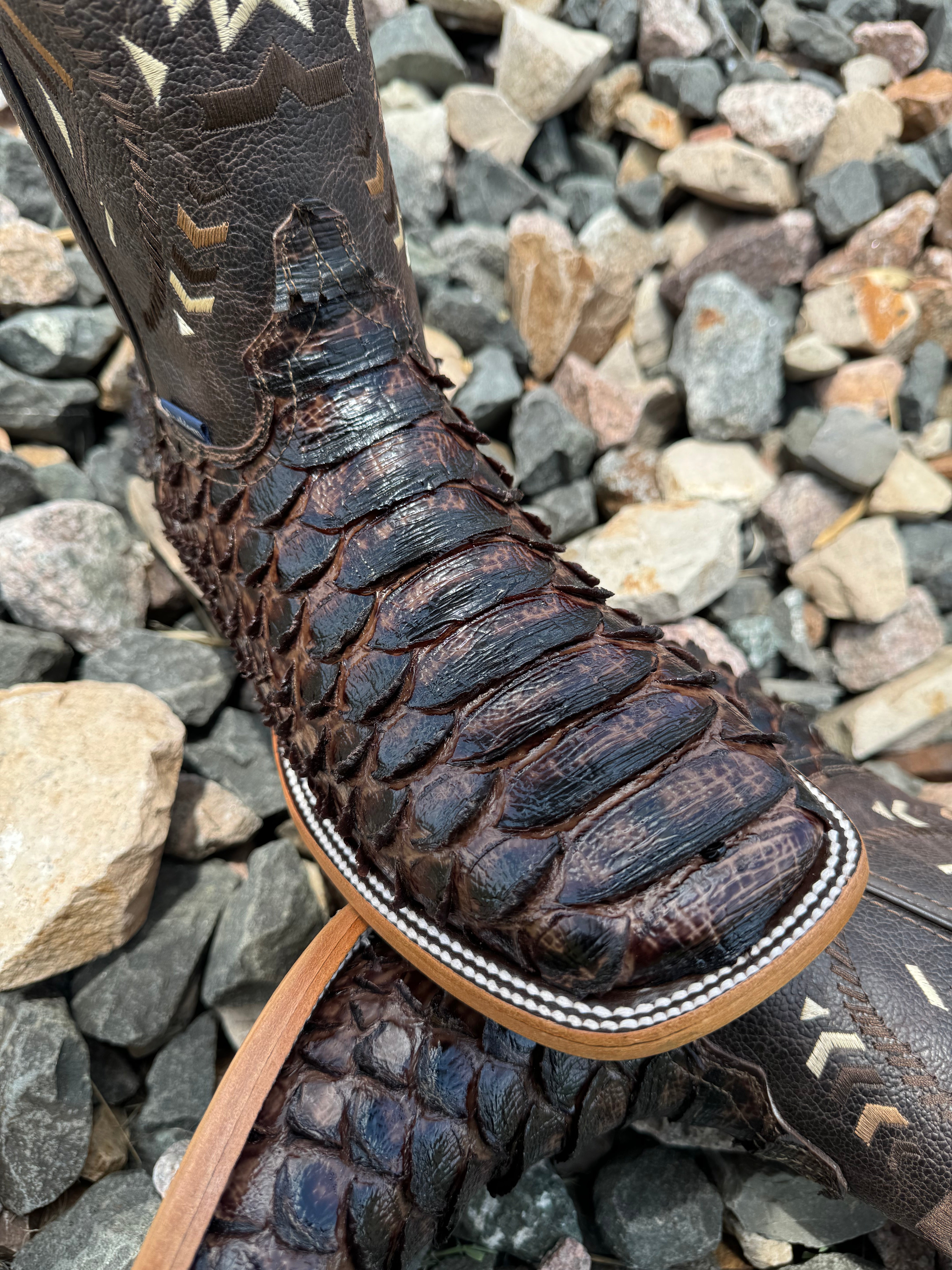 ‘’CHARLIE ’’ MENS BROWN  PYTHON PRINTED BOOTS