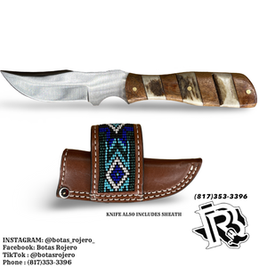 CIRCLE SH KNIFE WITH BEADED SHEATH KNC-68CWK