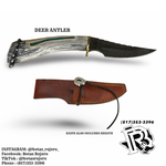 “ Oliver “ | Deer antler knife with Damascus blade