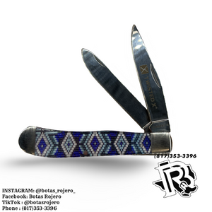 “ Benjamin “ | Twisted X KNIFE 2 blade BLUE BEADED handle knife XK304