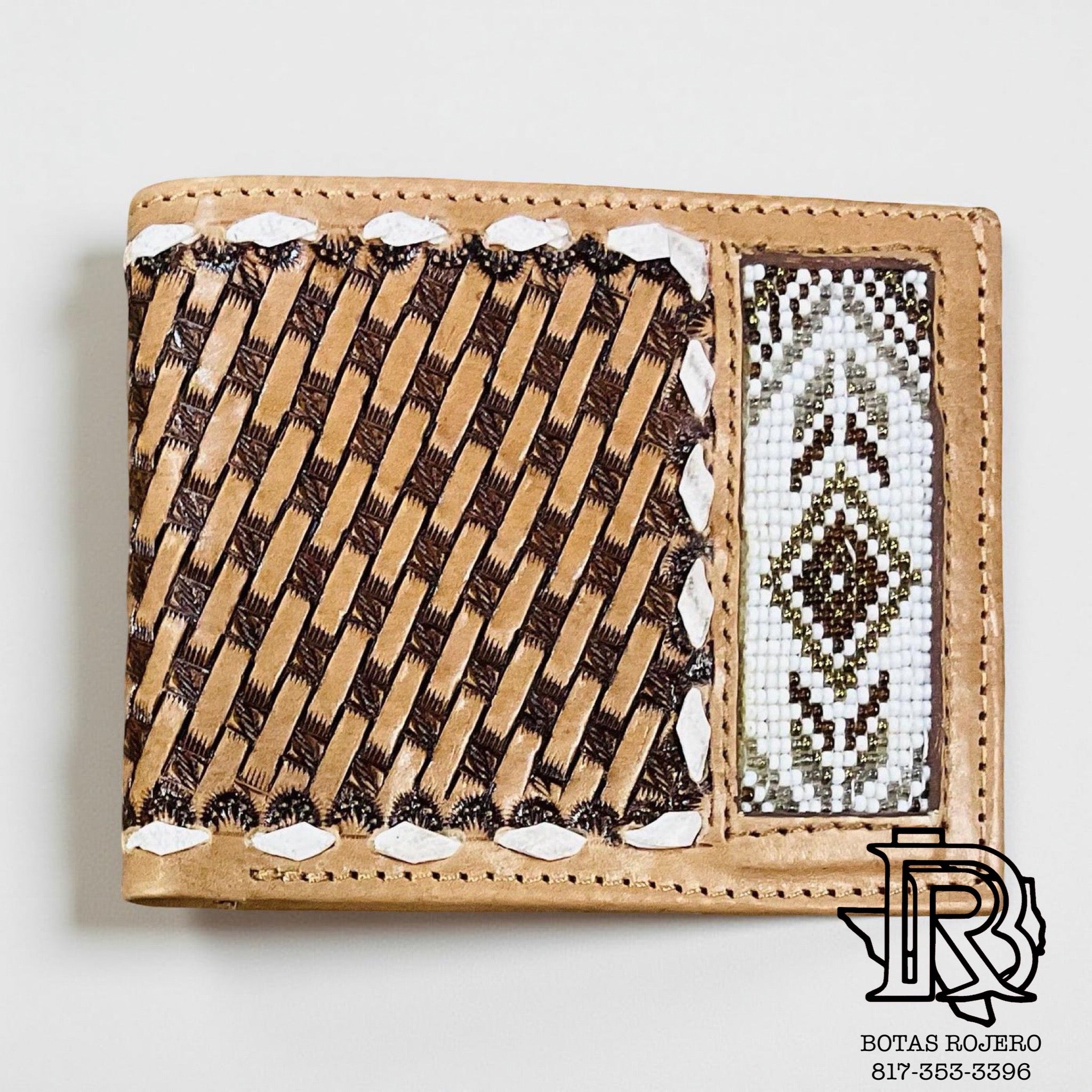 “ Damian  “ |IRON SPUR WESTERN CO. MEN BI FOLD WESTERN TOOLED LEATHER WALLET BEADED