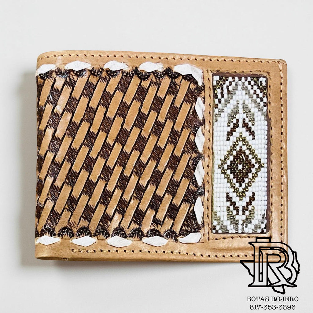 “ Damian  “ |IRON SPUR WESTERN CO. MEN BI FOLD WESTERN TOOLED LEATHER WALLET BEADED
