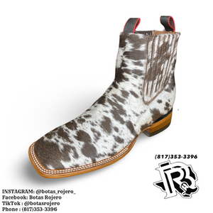 “ Nicholas “ | BROWN WHITE SQUARE TOE RIDING BOOTS ( botines )
