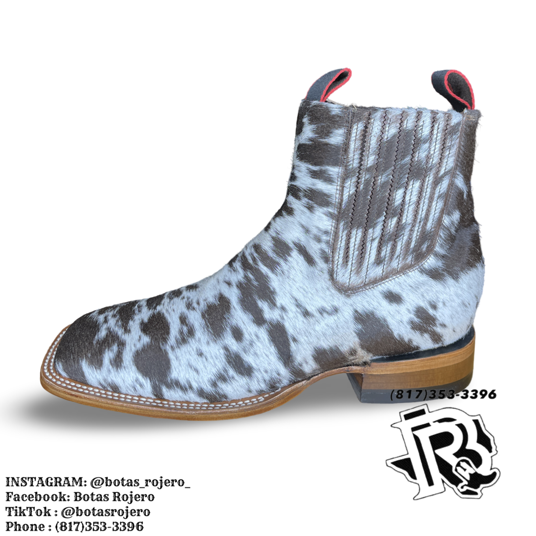 “ Nicholas “ | BROWN WHITE SQUARE TOE RIDING BOOTS ( botines )