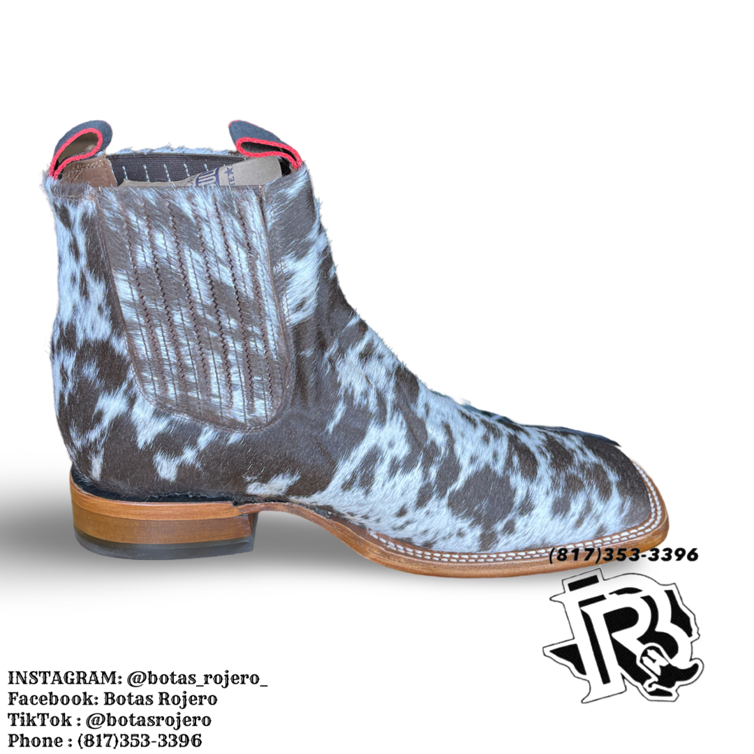 “ Nicholas “ | BROWN WHITE SQUARE TOE RIDING BOOTS ( botines )