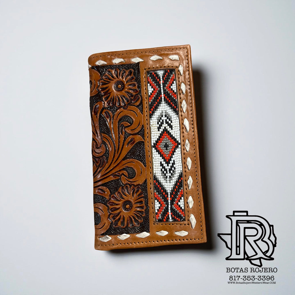 “ ARTHUR  “ |IRON SPUR WESTERN CO. MEN BI FOLD WESTERN TOOLED LEATHER WALLET BEADED